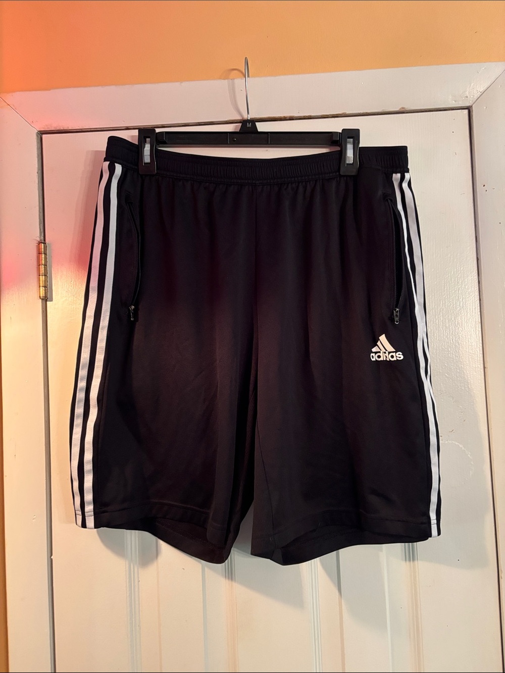 adidas Black Athletic Shorts with White Side Stripes